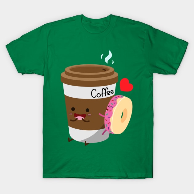 Coffee and Donut T-Shirt by StrayKoi